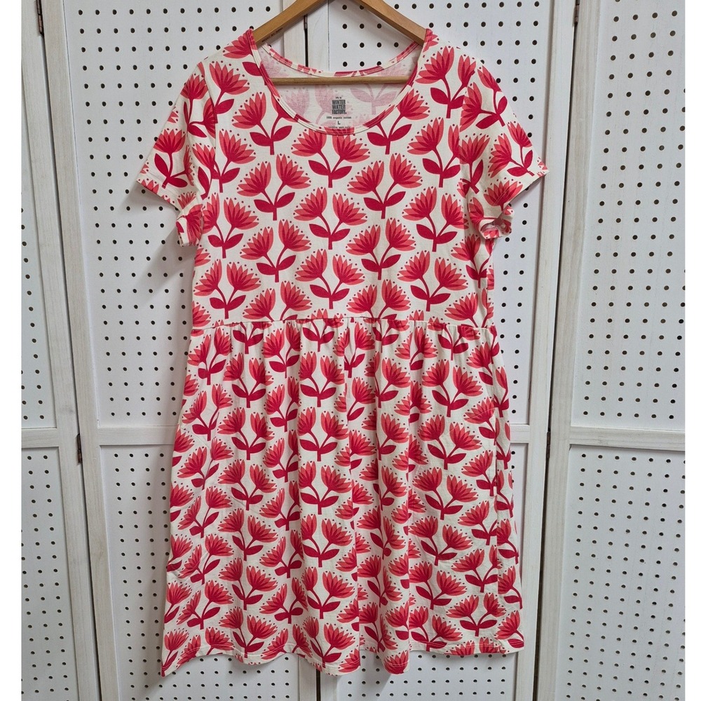 Winter Water Factory Stockholm Organic Cotton Floral Pocket Dress Size Large